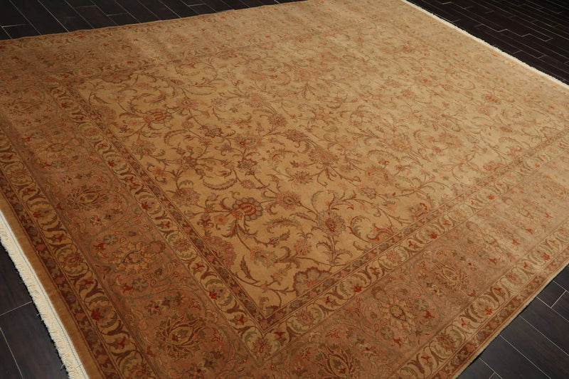 9x12 Tan, Taupe Hand Knotted Persian 100% Wool Traditional 250 KPSI Oriental Area Rug
