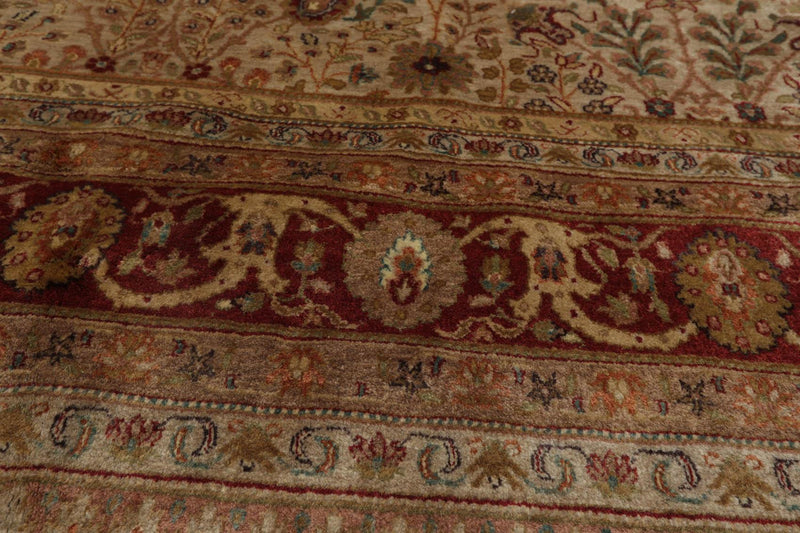 7'8" x 9'10" Hand Knotted Wool 250 KPSI Agra Muted Earth Tones Area Rug Beige