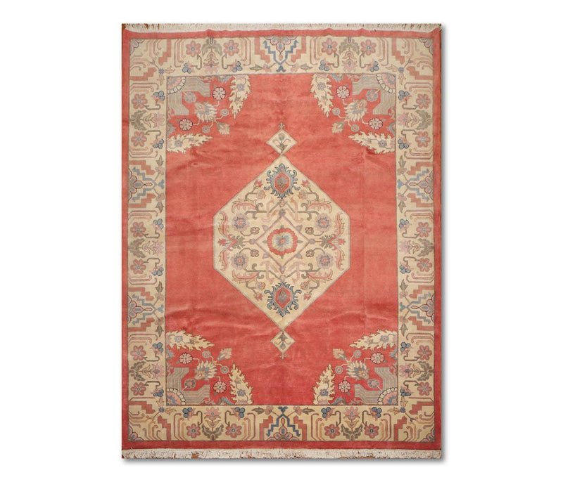 8’11" x 12’1" Hand Knotted Romanian Seraapi Wool Oriental Area Rug Apricot