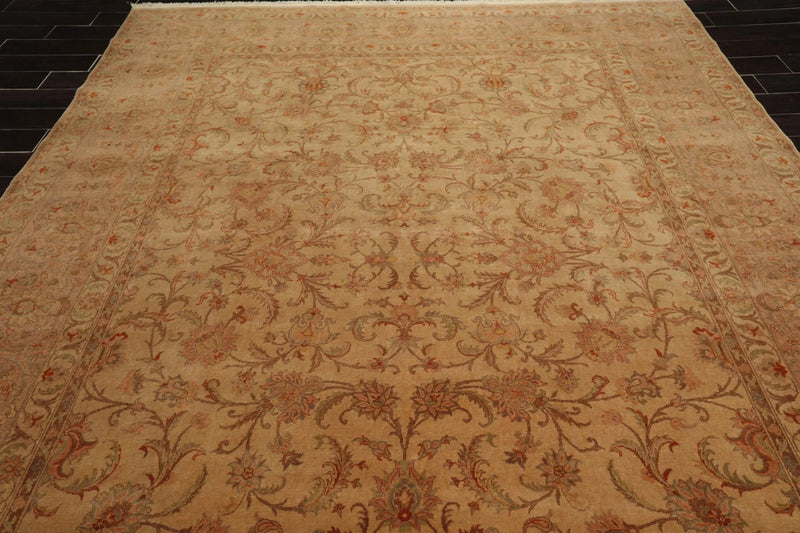 9x12 Tan, Taupe Hand Knotted Persian 100% Wool Traditional 250 KPSI Oriental Area Rug