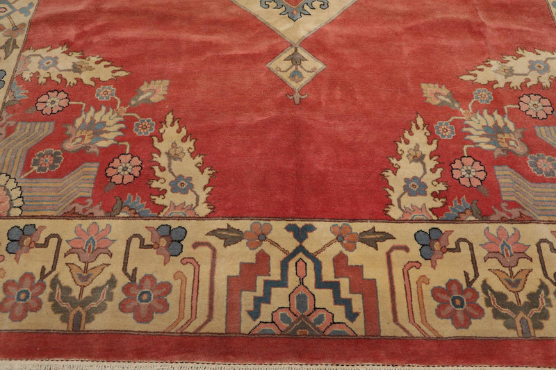 8’11" x 12’1" Hand Knotted Romanian Seraapi Wool Oriental Area Rug Apricot