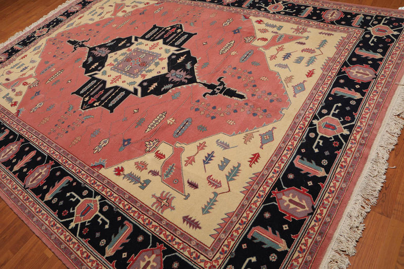 9'1"’ x 12’1" Hand Knotted Romanian Herizz 100% Wool Oriental Area Rug Rose