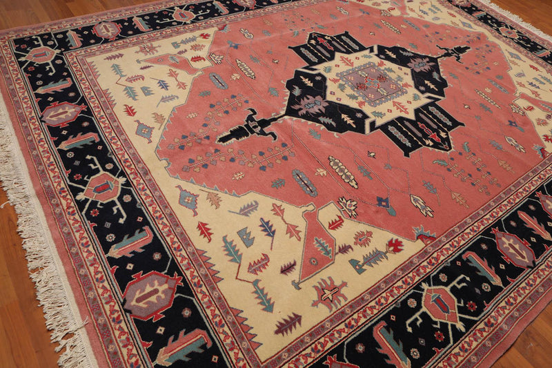 9'1"’ x 12’1" Hand Knotted Romanian Herizz 100% Wool Oriental Area Rug Rose