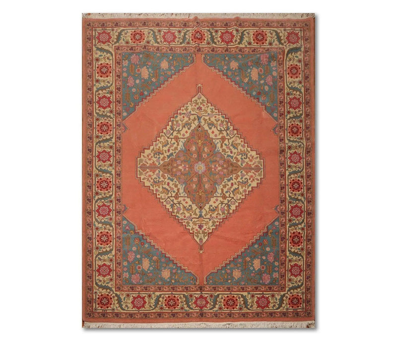 9' x 12' Hand Knotted Romanian Hamadaan 100% Wool Traditional Area Rug Tea Rose