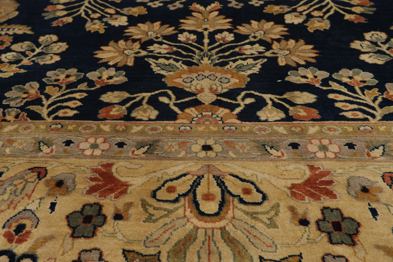 8'11" x 11'8" Hand Knotted Wool Saroukk 250 KPSI Oriental Area Rug Midnight Blue