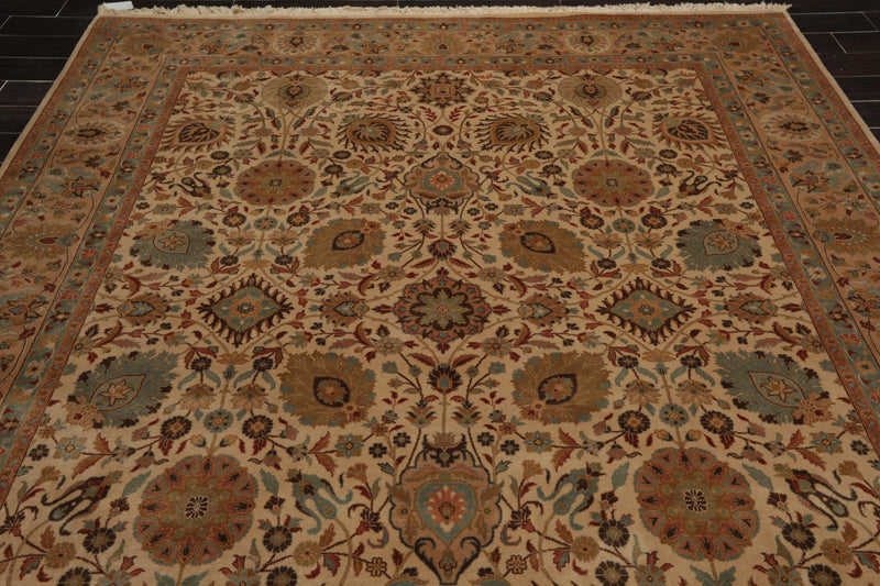 8' x 9'11" Hand Knotted Wool Traditional Agra 200 KPSI Oriental Area Rug Beige