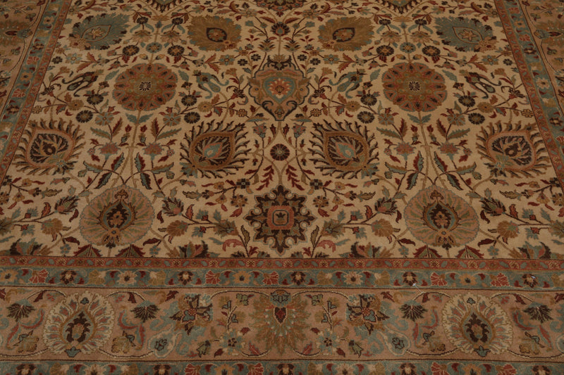 8' x 9'11" Hand Knotted Wool Traditional Agra 200 KPSI Oriental Area Rug Beige