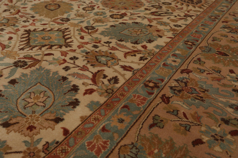 8' x 9'11" Hand Knotted Wool Traditional Agra 200 KPSI Oriental Area Rug Beige