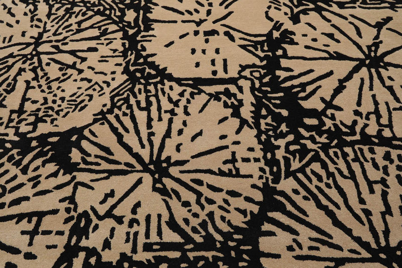 7'9" x 9'9" Handmade 100% Wool Earth Modern Oriental Area Rug Beige, Black