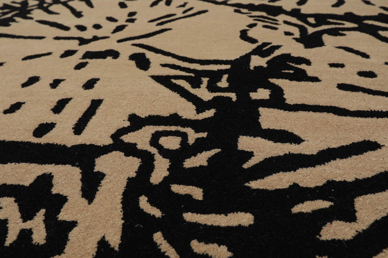 7'9" x 9'9" Handmade 100% Wool Earth Modern Oriental Area Rug Beige, Black