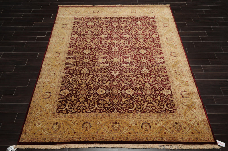7'10" x 10'1" Hand Knotted 100% Wool Jaipur 200 KPSI Oriental Area Rug Maroon