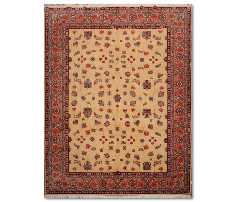 9’1" x 12’2" Hand Knotted Romanian Kashaan 100% Wool Oriental Area Rug Beige