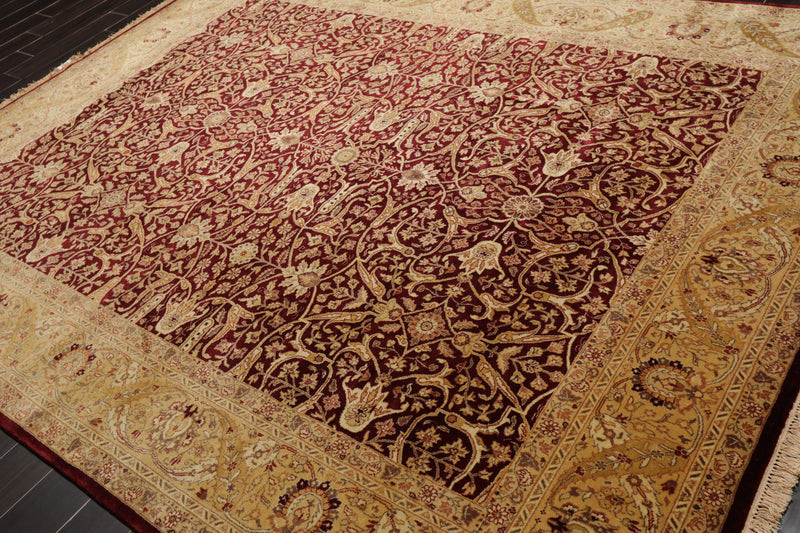 7'10" x 10'1" Hand Knotted 100% Wool Jaipur 200 KPSI Oriental Area Rug Maroon