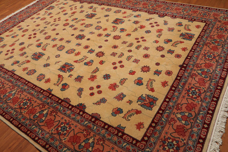 9’1" x 12’2" Hand Knotted Romanian Kashaan 100% Wool Oriental Area Rug Beige