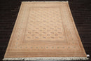 8'3" x 10'5" Hand Knotted 100% Wool Pakistan Bokhara 200 KPSI Oriental Area Rug Apricot