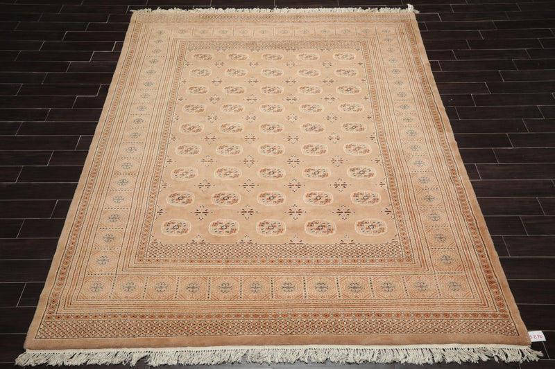8'3" x 10'5" Hand Knotted 100% Wool Pakistan Bokhara 200 KPSI Oriental Area Rug Apricot