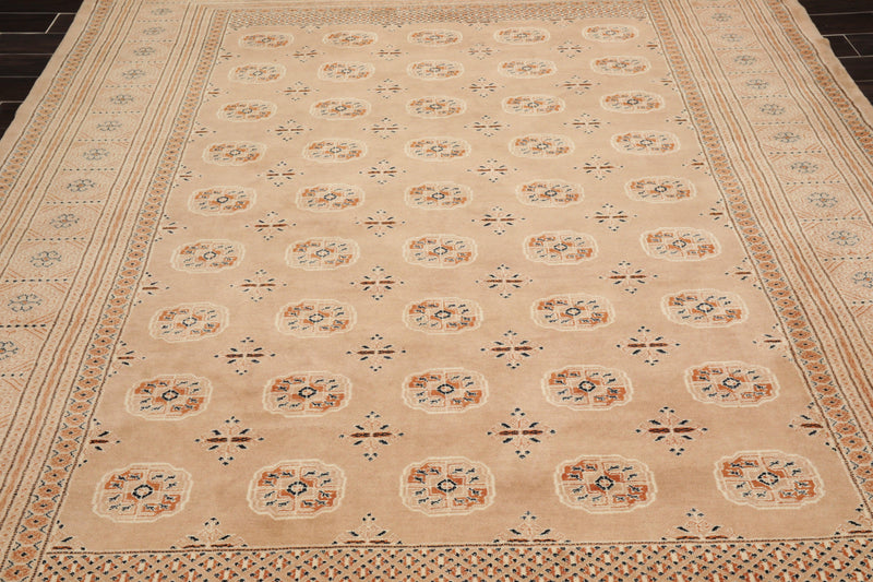 8'3" x 10'5" Hand Knotted 100% Wool Pakistan Bokhara 200 KPSI Oriental Area Rug Apricot