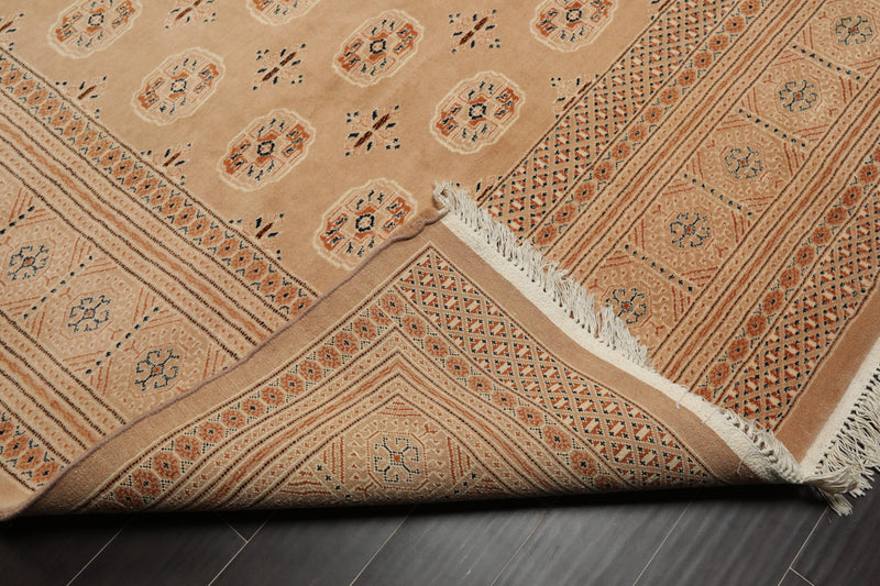 8'3" x 10'5" Hand Knotted 100% Wool Pakistan Bokhara 200 KPSI Oriental Area Rug Apricot