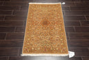 2'7" x 3'11" Hand Knotted Wool 300 KPSI Pak Persian Tabriz Oriental Area Rug Tan