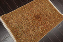 2'7" x 3'11" Hand Knotted Wool 300 KPSI Pak Persian Tabriz Oriental Area Rug Tan