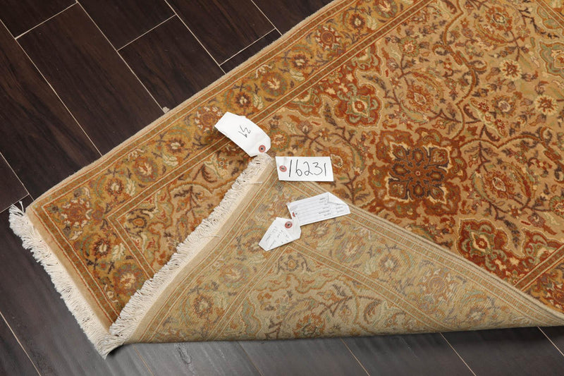 2'7" x 3'11" Hand Knotted Wool 300 KPSI Pak Persian Tabriz Oriental Area Rug Tan