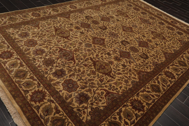 7'11" x 10'11" Hand Knotted 100% Wool 200 KPSI Jaipur Oriental Area Rug Tan