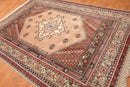 6x9 Tan, Ivory Hand Knotted Authentic Turkish 100% Wool Oriental Area Rug