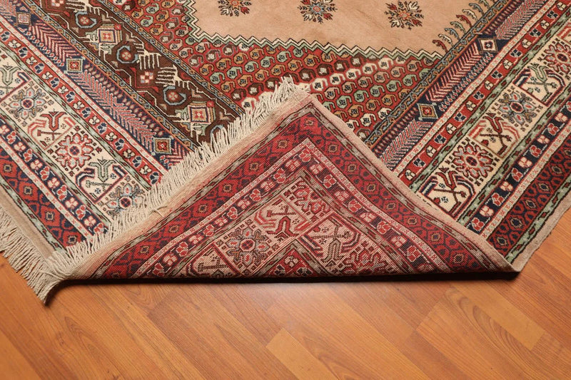 6x9 Tan, Ivory Hand Knotted Authentic Turkish 100% Wool Oriental Area Rug