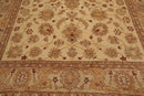 8'4"x12'7" Hand Knotted Wool Stone Wash Peshawar Vegetable Dye Area Rug Warm Beige
