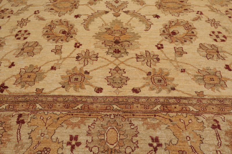 8'4"x12'7" Hand Knotted Wool Stone Wash Peshawar Vegetable Dye Area Rug Warm Beige