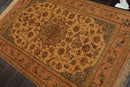 3' 1''x5' 2'' Hand Knotted 100% Pure Silk Traditional Isfahan with 400 KPSI Oriental Area Rug Gold, Peach Color