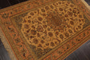 3' 1''x5' 2'' Hand Knotted 100% Pure Silk Traditional Isfahan with 400 KPSI Oriental Area Rug Gold, Peach Color