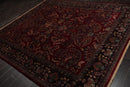 8'1" x 911" Hand Knotted 100% Wool Sarouk 250 KPSI Oriental Area Rug Burgundy
