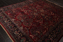 8'1" x 911" Hand Knotted 100% Wool Sarouk 250 KPSI Oriental Area Rug Burgundy