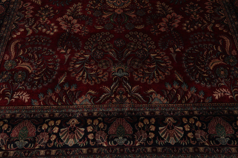 8'1" x 911" Hand Knotted 100% Wool Sarouk 250 KPSI Oriental Area Rug Burgundy