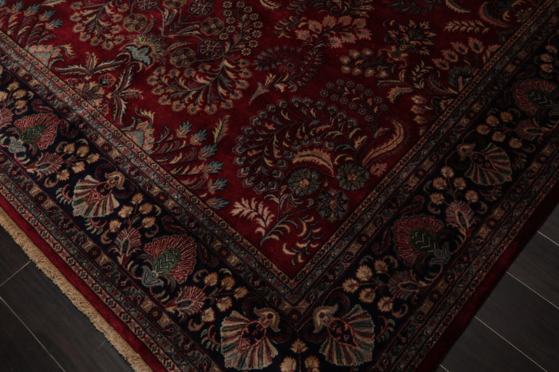 8'1" x 911" Hand Knotted 100% Wool Sarouk 250 KPSI Oriental Area Rug Burgundy