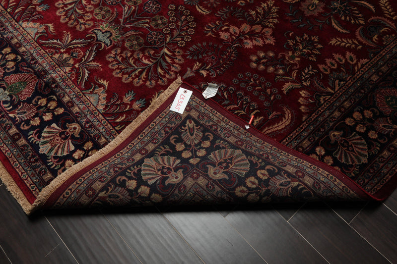 8'1" x 911" Hand Knotted 100% Wool Sarouk 250 KPSI Oriental Area Rug Burgundy