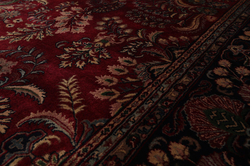 8'1" x 911" Hand Knotted 100% Wool Sarouk 250 KPSI Oriental Area Rug Burgundy