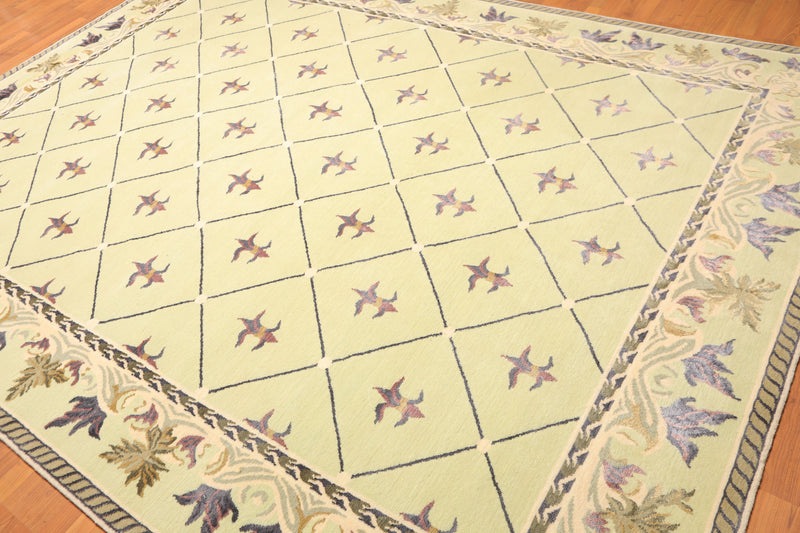 8'1"x10’1" Hand Knotted Victorian Wool/Silk Tibetan Oriental Area Rug Pistachio