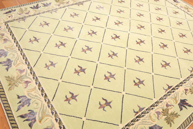 8'1"x10’1" Hand Knotted Victorian Wool/Silk Tibetan Oriental Area Rug Pistachio