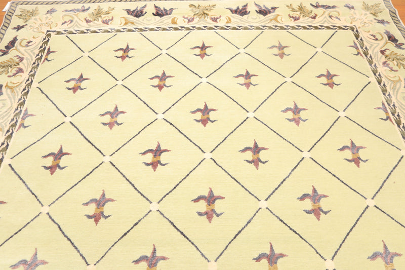 8'1"x10’1" Hand Knotted Victorian Wool/Silk Tibetan Oriental Area Rug Pistachio