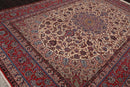 9x12 Ivory, Red Hand Knotted Wool and Silk Traditional Isfahan 300 KPSI Oriental Area Rug