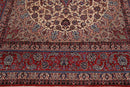 9x12 Ivory, Red Hand Knotted Wool and Silk Traditional Isfahan 300 KPSI Oriental Area Rug