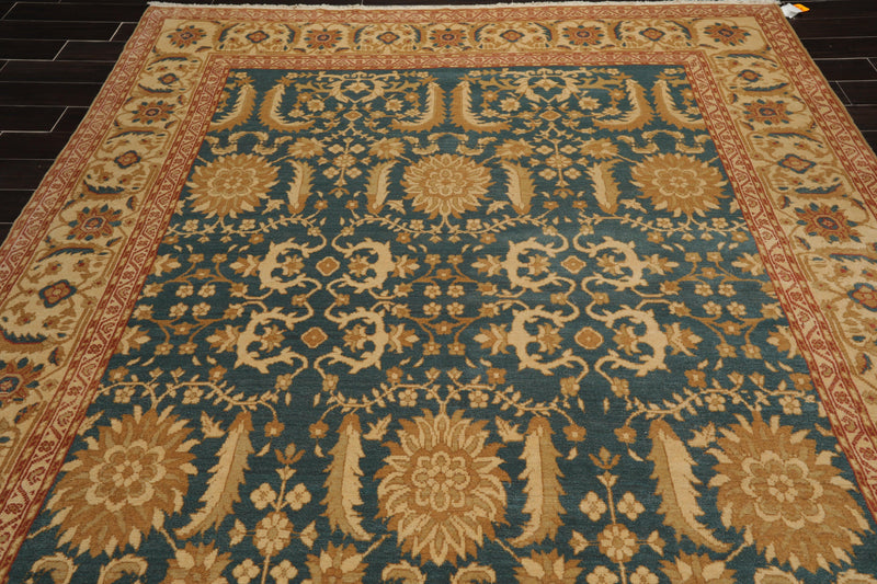 8' x 10'6" Hand Knotted 100% Wool Sultanabad Oriental Area Rug Teal from Turkey