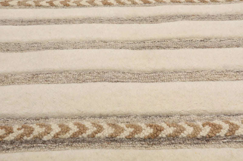 5' x 8' Handmade Wool Embossed look Loop & Cut pile Oriental Area Rug Ivory