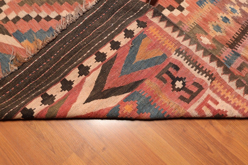 7'9" x 13’ Hand Knotted Afghan Southwestern Kilim 100% Wool Area Rug Rust