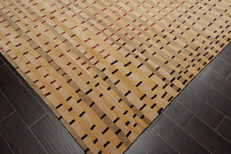 8'2" x 11'1" Hand Knotted Wool & Silk Swiss Wash Tibetan Oriental Area Rug Tan