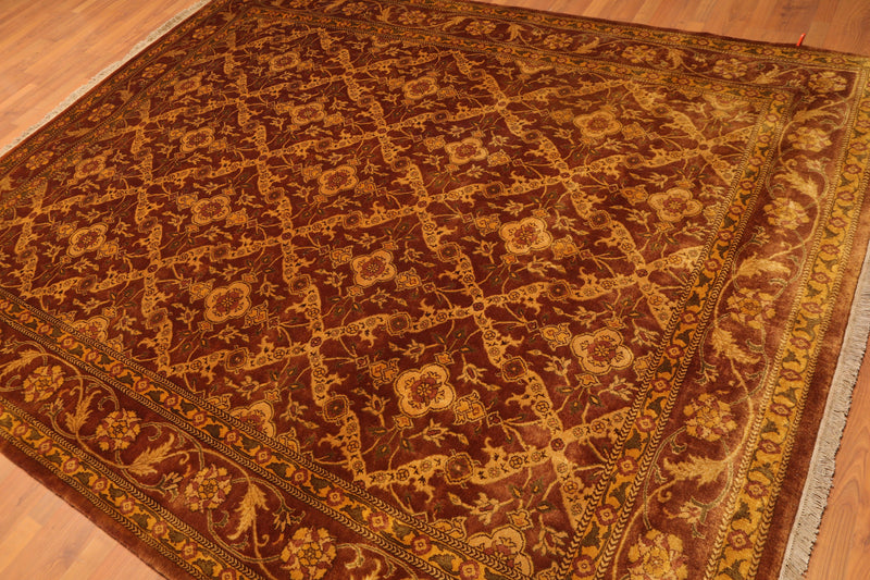 7'6" x 9’5" Hand Knotted Gold Wash 200 KPSI Silky Sheen Oriental Area Rug Brown