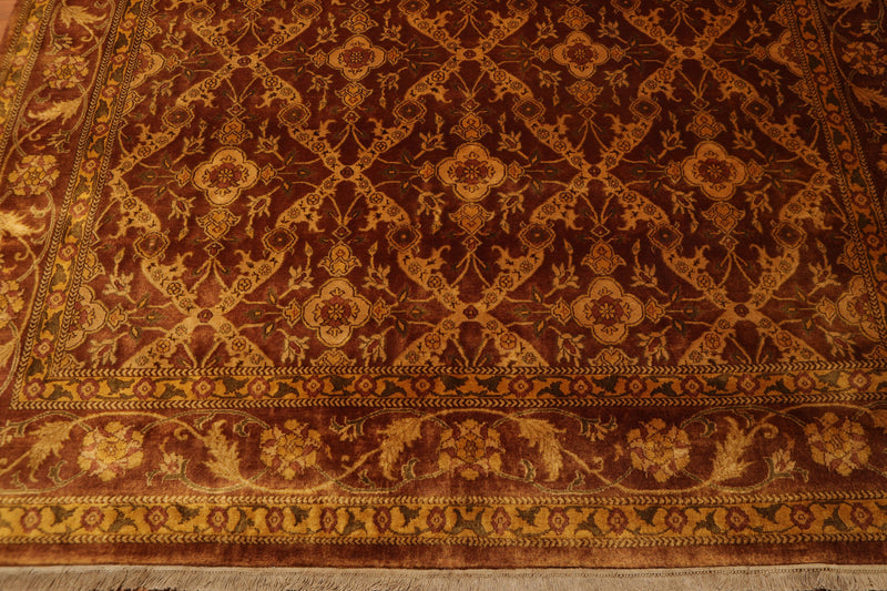 7'6" x 9’5" Hand Knotted Gold Wash 200 KPSI Silky Sheen Oriental Area Rug Brown