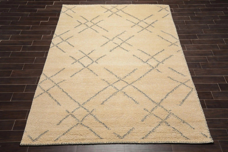 8 x 10 Hand Knotted 100% Wool Moroccan Designer Oriental Area Rug Ivory
